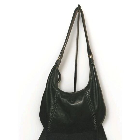 Amazon.com: American Leather Co. Austin Triple-Entry Bucket  American Leather Company Black Hobo Style Shoulder Handbag 16x11x4